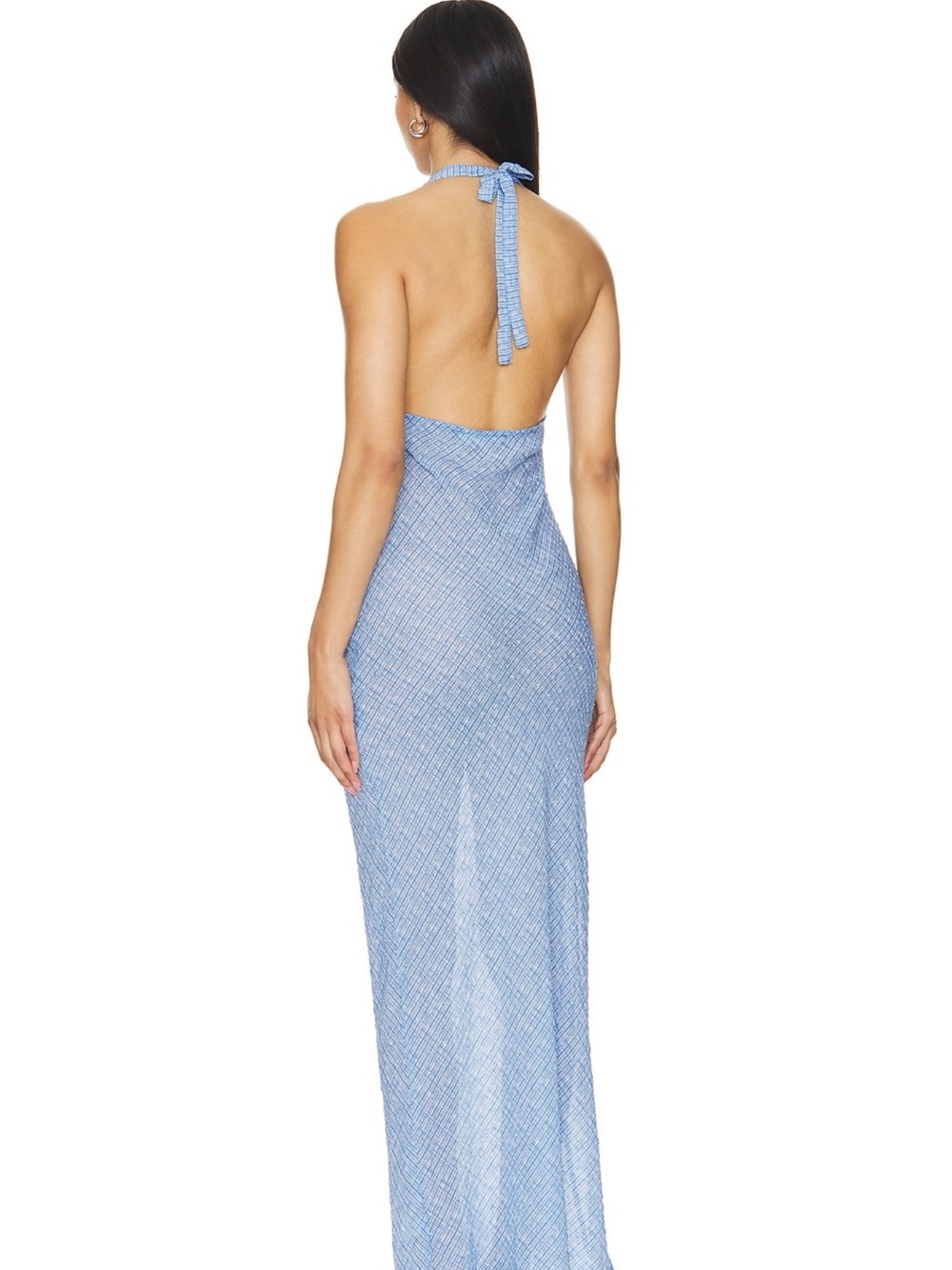 Lioness Blue Check Carrie Halter Midi Dress - Picture 2 of 3